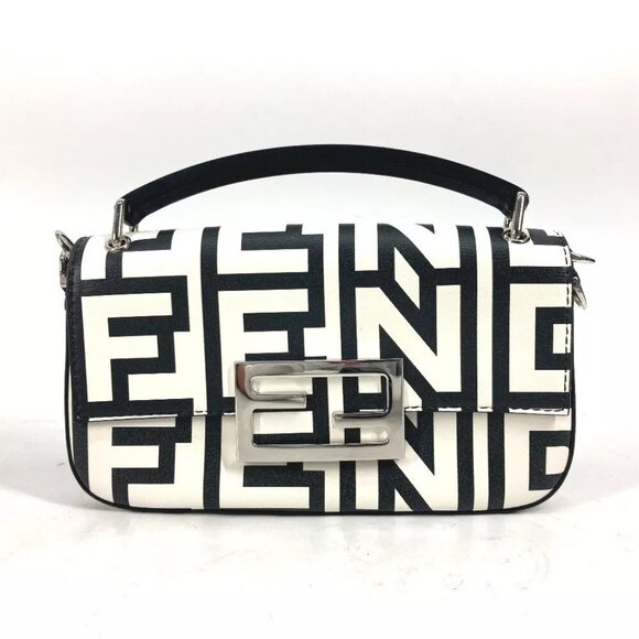 FENDI 7AS142 Marc Jacobs collab Baguette Pouch Logo Shoulder Bag 2WAY Hand Bag - Picture 2 of 16